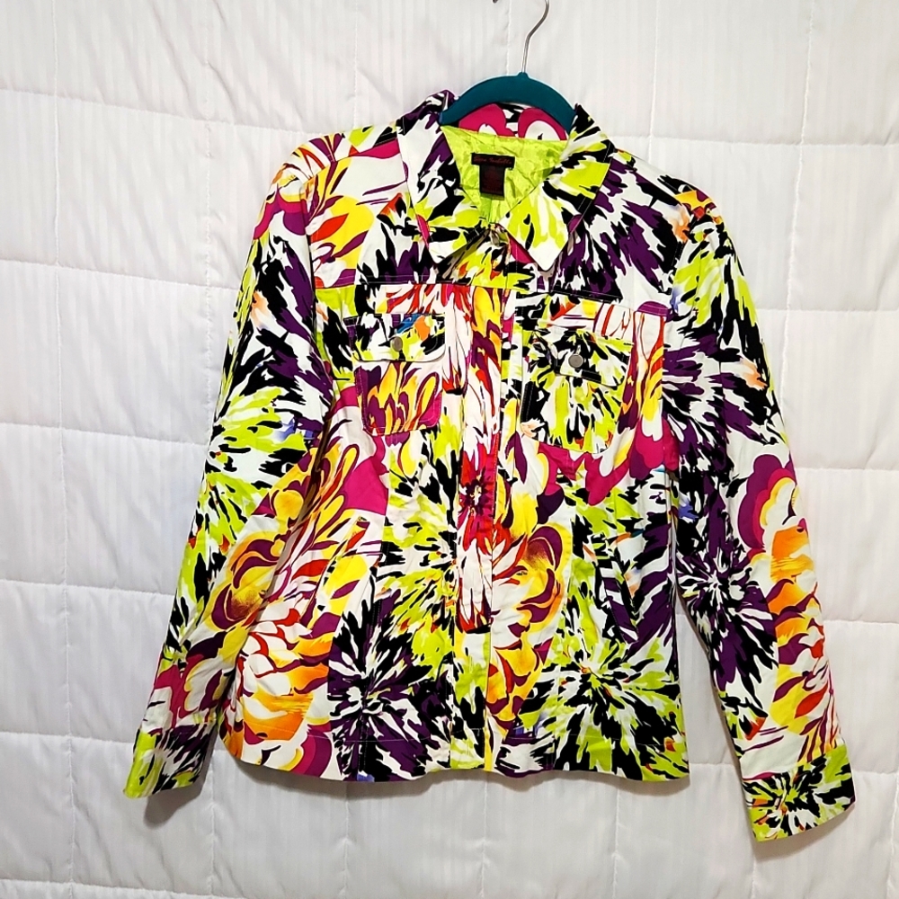 SARA ISABELLA COLORFUL ABSTRACT PRINT FULLY LINED JACKET,XL